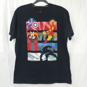 Marvel AVENGERS Thor, Iron Man, Captain America and Hulk Black T-Shirt Size L